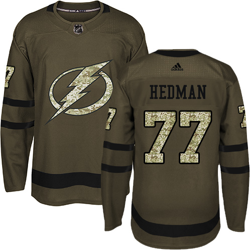 Adidas Lightning #77 Victor Hedman Green Salute to Service Stitched NHL Jersey - Click Image to Close
